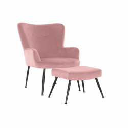 Sillón DKD Home Decor S3023869 Negro Rosa Metal Plástico Terciopelo