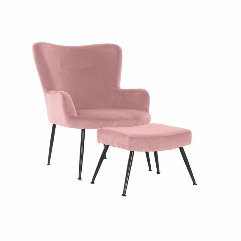 Sillón DKD Home Decor S3023869 Negro Rosa Metal Plástico Terciopelo