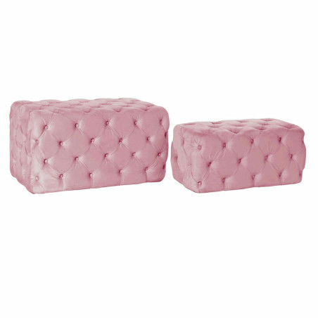 Banqueta DKD Home Decor  Rosa Poliéster Terciopelo Madera MDF (88 x 5