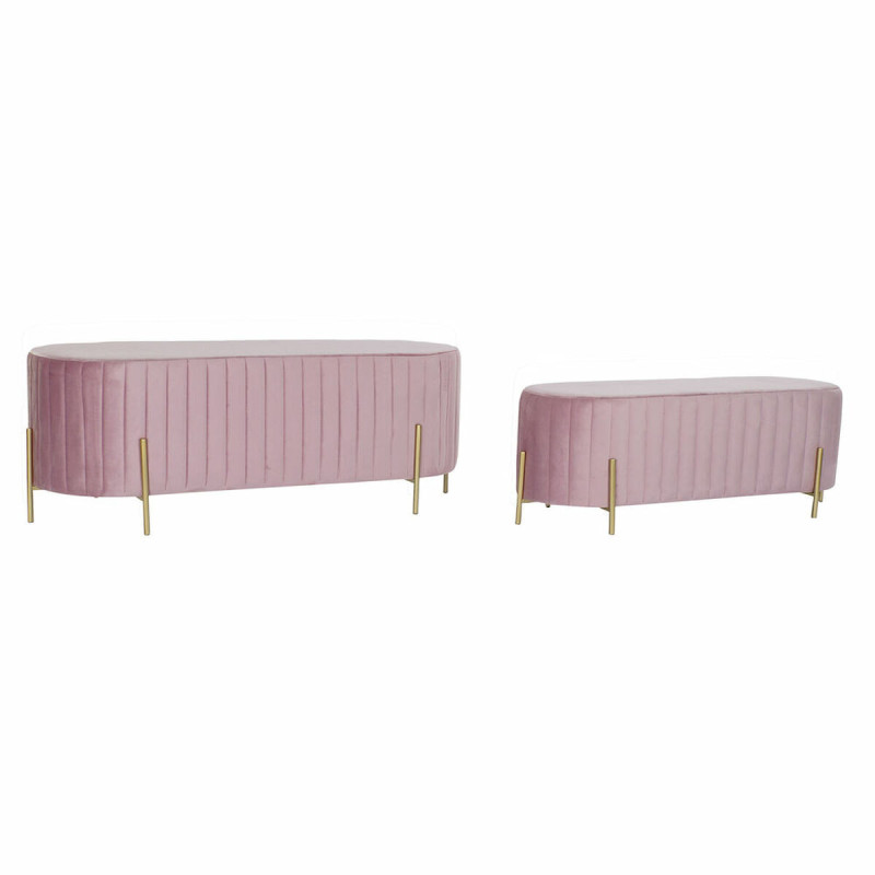 Banqueta DKD Home Decor  Rosa Dorado Metal Poliéster Terciopelo (123