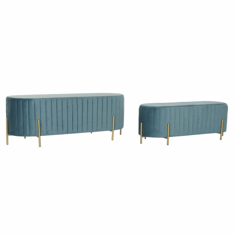 Banqueta DKD Home Decor Azul Dorado Metal Poliéster Terciopelo (123 Banqueta DKD Home Decor Azul Dorado Metal Poliéster Terciopelo (123