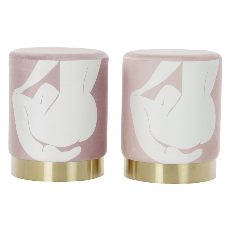 Reposapiés DKD Home Decor Scandi Dorado Blanco Rosa claro 30 x 30 x 3 Reposapiés DKD Home Decor Scandi Dorado Blanco Rosa claro 30 x 30 x 3