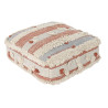 Puff DKD Home Decor Blanco Naranja Rayas Boho 60 x 60 x 25 cm (2 Unida