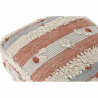 Puff DKD Home Decor Blanco Naranja Rayas Boho 60 x 60 x 25 cm (2 Unida