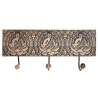 Perchero de Pared DKD Home Decor Metal Madera de mango Natural Buda Or
