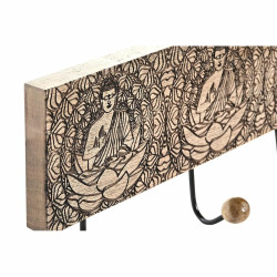 Perchero de Pared DKD Home Decor Metal Madera de mango Natural Buda Or