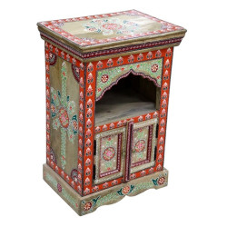 Mesita de Noche DKD Home Decor Rojo Multicolor Madera de mango Madera