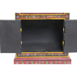 Mesita de Noche DKD Home Decor Rojo Multicolor Madera de mango Madera