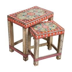 Juego de 2 mesas DKD Home Decor Multicolor Natural 45 x 30 x 45 cm 45