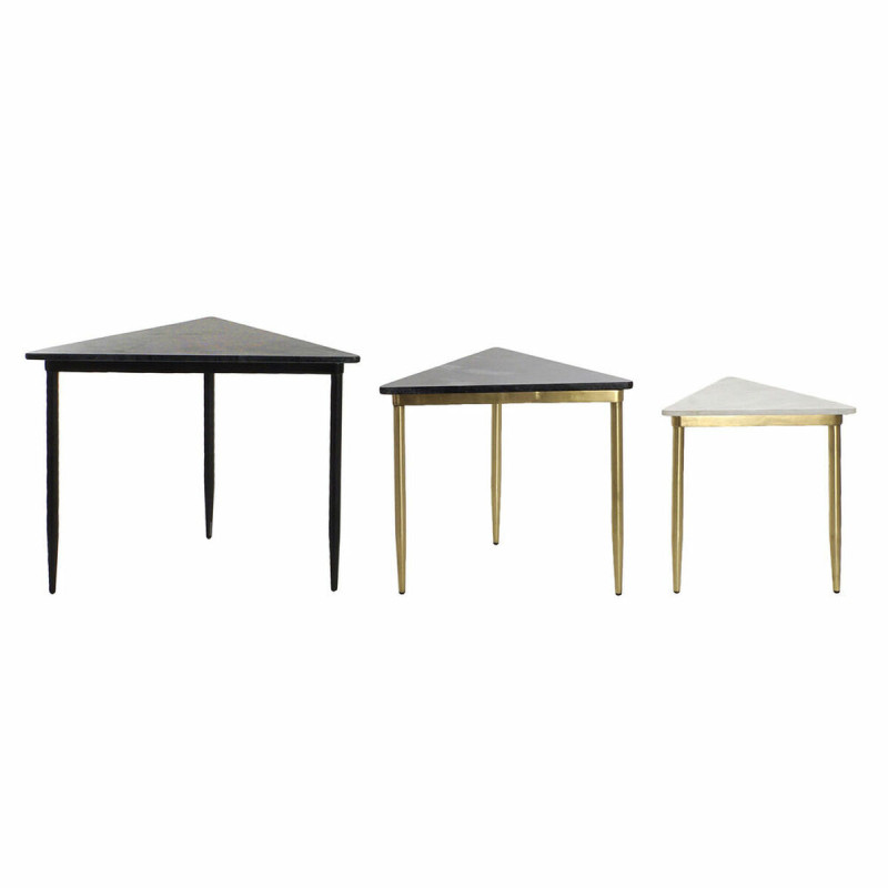 Juego de 3 Mesitas DKD Home Decor Blanco Negro Verde Dorado 68 x 46,5