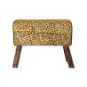 Reposapiés DKD Home Decor Negro Madera Marrón Piel Leopardo (67 x 30