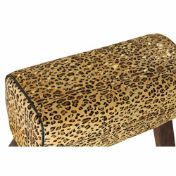Reposapiés DKD Home Decor Negro Madera Marrón Piel Leopardo (67 x 30