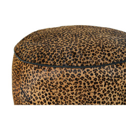 Reposapiés DKD Home Decor 46 x 46 x 50 cm Negro Marrón Leopardo Colo