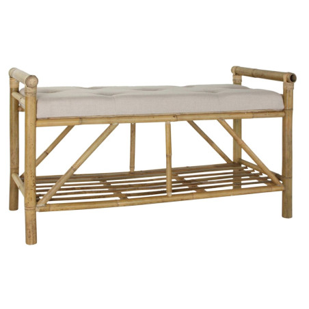Banqueta DKD Home Decor Natural Beige Marrón Algodón Bambú (100 x 4