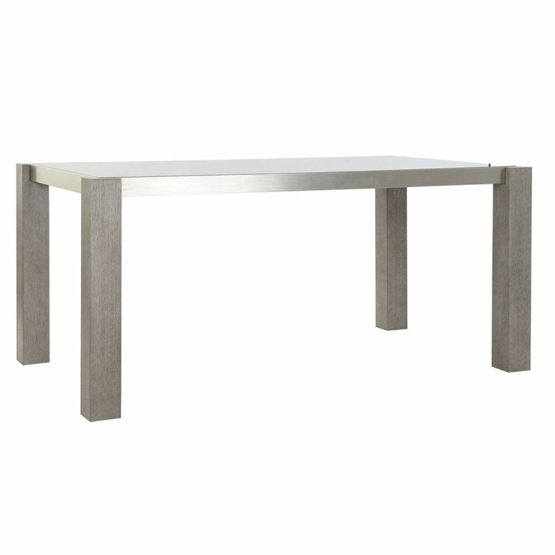 Mesa de Comedor DKD Home Decor Cristal Gris Aluminio Roble Cristal Tem
