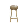 Taburete DKD Home Decor Blanco Marrón Natural Piel Madera 42 x 42 x 7