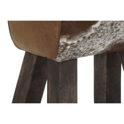 Taburete DKD Home Decor Blanco Marrón Negro Piel Madera 50 x 35 x 75
