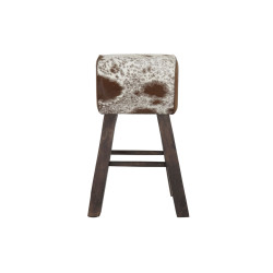 Taburete DKD Home Decor Blanco Marrón Negro Piel Madera 50 x 35 x 75