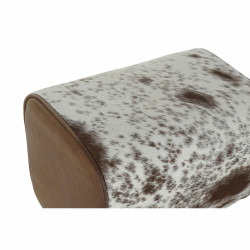 Taburete DKD Home Decor Blanco Marrón Negro Piel Madera 50 x 35 x 75