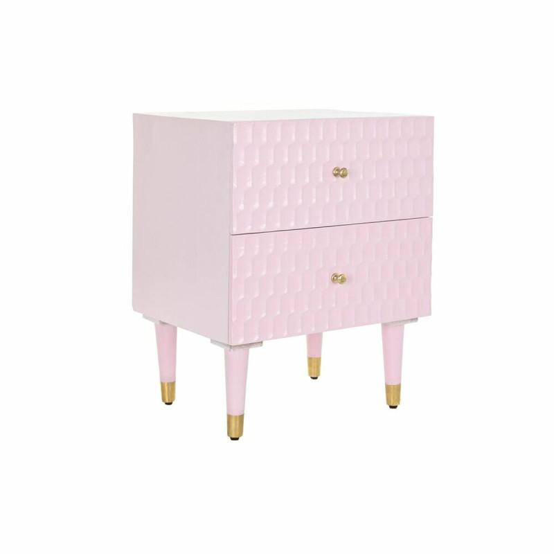 Mesita de Noche DKD Home Decor 52 x 42 x 65 cm Metal Rosa claro Madera Mesita de Noche DKD Home Decor 52 x 42 x 65 cm Metal Rosa claro Madera