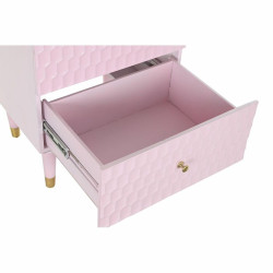 Mesita de Noche DKD Home Decor 52 x 42 x 65 cm Metal Rosa claro Madera