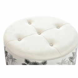 Reposapiés DKD Home Decor Beige Poliéster MDF Verde Tropical (80 x 8