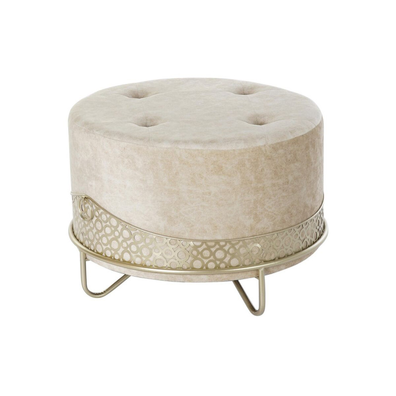 Reposapiés DKD Home Decor Beige Dorado Metal Poliéster (63 x 63 x 42 Reposapiés DKD Home Decor Beige Dorado Metal Poliéster (63 x 63 x 42