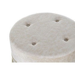 Reposapiés DKD Home Decor Beige Dorado Metal Poliéster (63 x 63 x 42