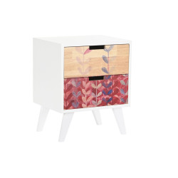 Mesita de Noche DKD Home Decor Natural Blanco Caucho Granate Madera de