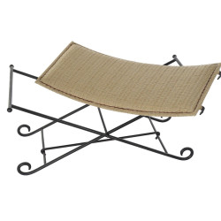Banqueta DKD Home Decor  Negro Metal Marrón claro Ratán (94 x 49 x 4