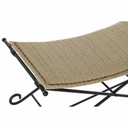 Banqueta DKD Home Decor  Negro Metal Marrón claro Ratán (94 x 49 x 4