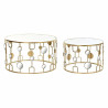 Juego de 2 Mesitas DKD Home Decor Espejo Dorado Metal (80 x 80 x 45 cm