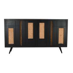 Aparador DKD Home Decor Negro Ratán Madera de mango (160 x 40 x 90 cm
