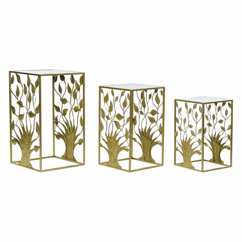 Juego de 3 Mesitas DKD Home Decor Dorado 40 x 40 x 70 cm Juego de 3 Mesitas DKD Home Decor Dorado 40 x 40 x 70 cm
