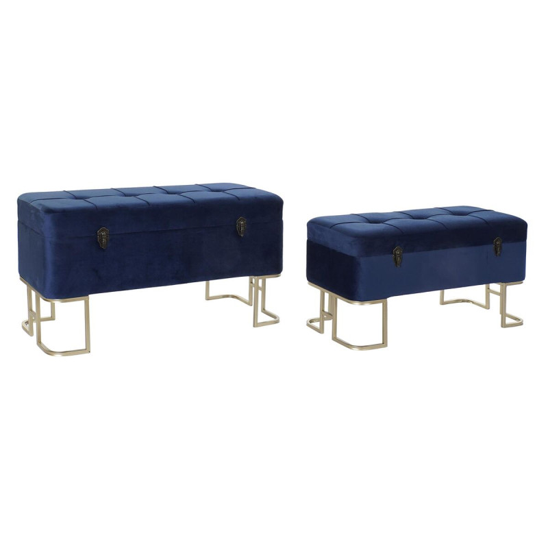 Banqueta DKD Home Decor Azul Dorado Metal Terciopelo (90 x 40 x 47 cm Banqueta DKD Home Decor Azul Dorado Metal Terciopelo (90 x 40 x 47 cm