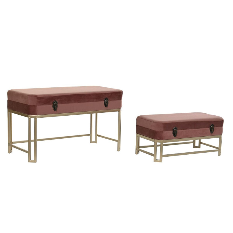 Banqueta DKD Home Decor Rosa Dorado Metal Terciopelo (80 x 40 x 47 cm Banqueta DKD Home Decor Rosa Dorado Metal Terciopelo (80 x 40 x 47 cm