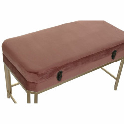 Banqueta DKD Home Decor  Rosa Dorado Metal Terciopelo (80 x 40 x 47 cm