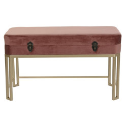 Banqueta DKD Home Decor  Rosa Dorado Metal Terciopelo (80 x 40 x 47 cm