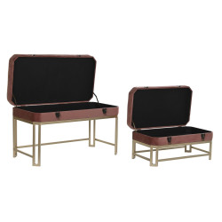 Banqueta DKD Home Decor  Rosa Dorado Metal Terciopelo (80 x 40 x 47 cm