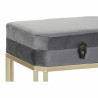 Banqueta DKD Home Decor  Gris Dorado Metal Terciopelo (80 x 40 x 47 cm