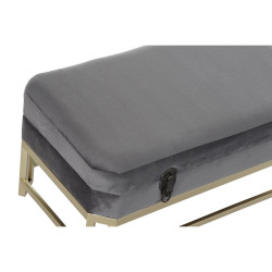 Banqueta DKD Home Decor  Gris Dorado Metal Terciopelo (80 x 40 x 47 cm