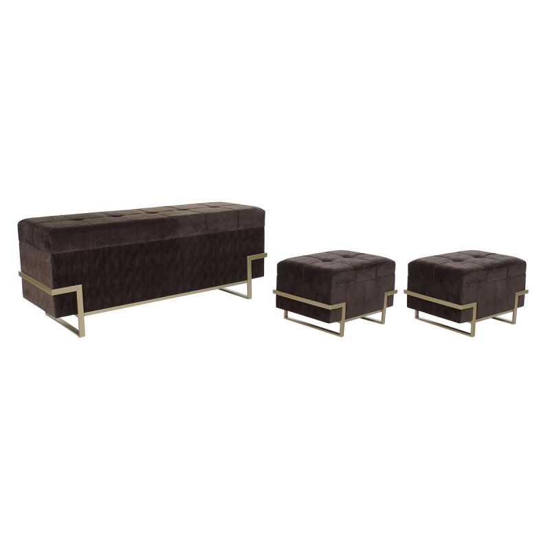 Banqueta DKD Home Decor Dorado Metal Marrón Terciopelo (120 x 42 x 4 Banqueta DKD Home Decor Dorado Metal Marrón Terciopelo (120 x 42 x 4