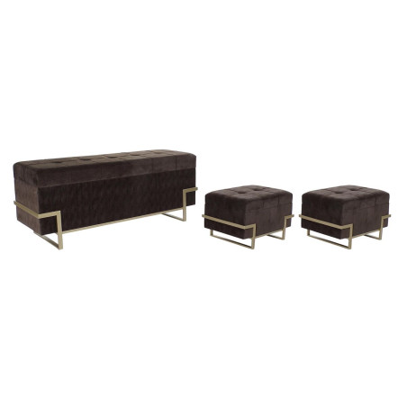 Banqueta DKD Home Decor  Dorado Metal Marrón Terciopelo (120 x 42 x 4