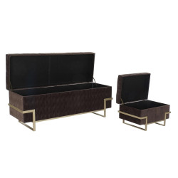 Banqueta DKD Home Decor  Dorado Metal Marrón Terciopelo (120 x 42 x 4
