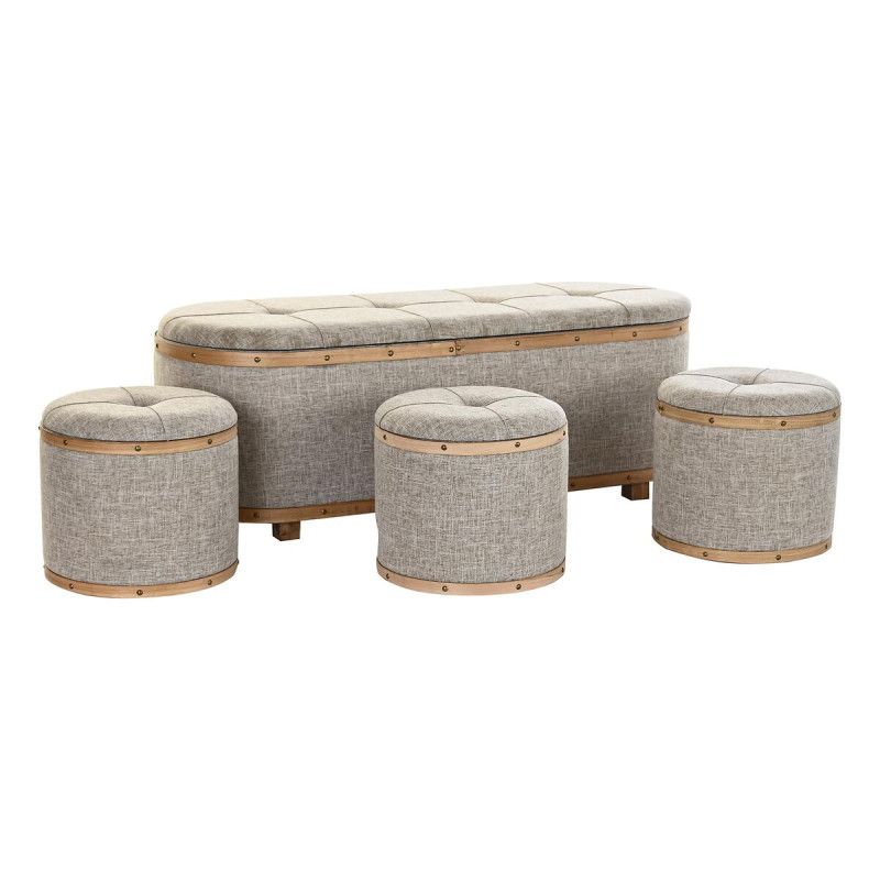 Banqueta DKD Home Decor Beige Natural Madera Metal Plástico 30 x 40 Banqueta DKD Home Decor Beige Natural Madera Metal Plástico 30 x 40