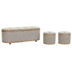 Banqueta DKD Home Decor  Beige Natural Madera Metal Plástico 30 x 40