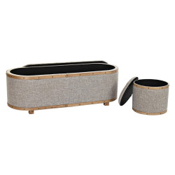 Banqueta DKD Home Decor  Beige Natural Madera Metal Plástico 30 x 40