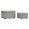 Banqueta DKD Home Decor  Natural Madera Poliéster Gris claro (80 x 80