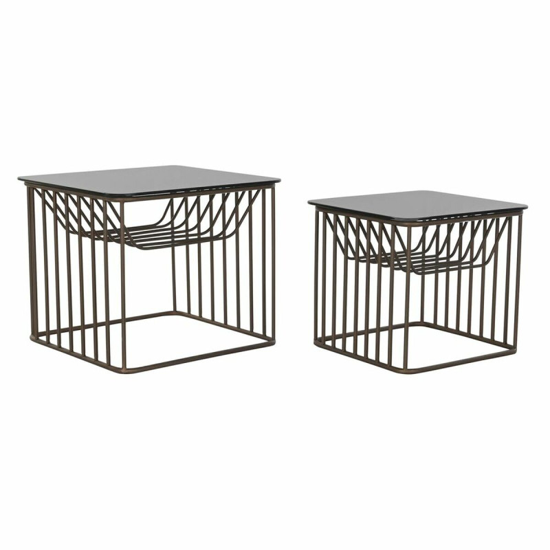 Juego de 2 Mesitas DKD Home Decor Negro Cobre 52 x 52 x 44 cm