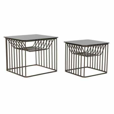Juego de 2 Mesitas DKD Home Decor Negro Cobre 52 x 52 x 44 cm